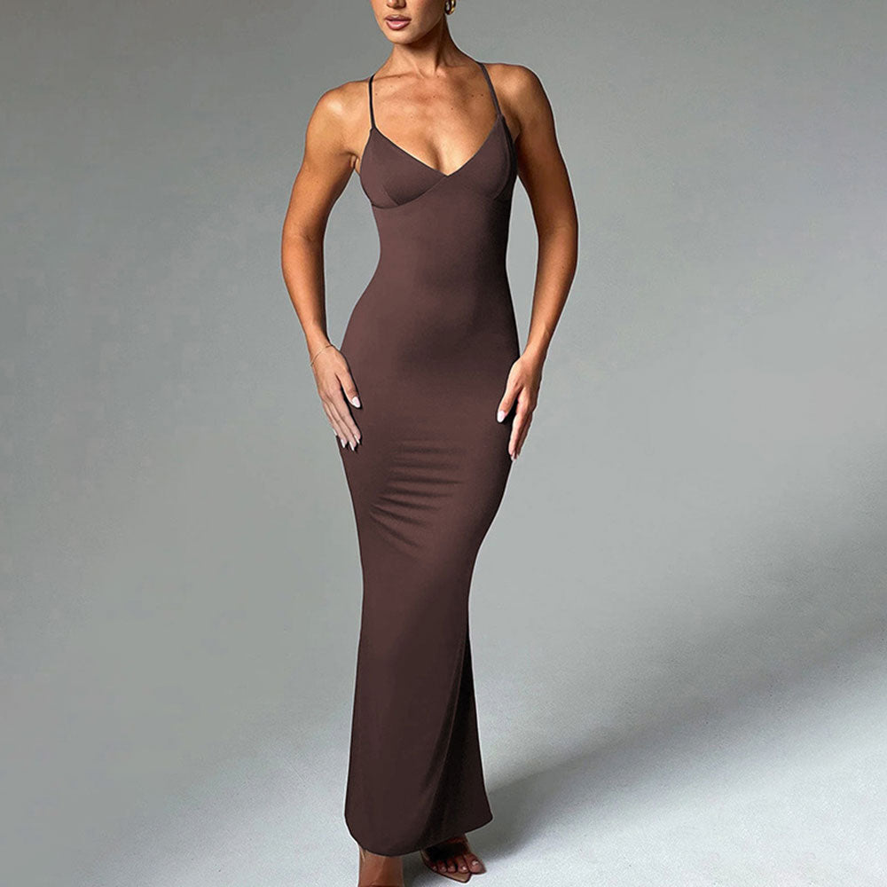 Backless Pleated Maxi Dress