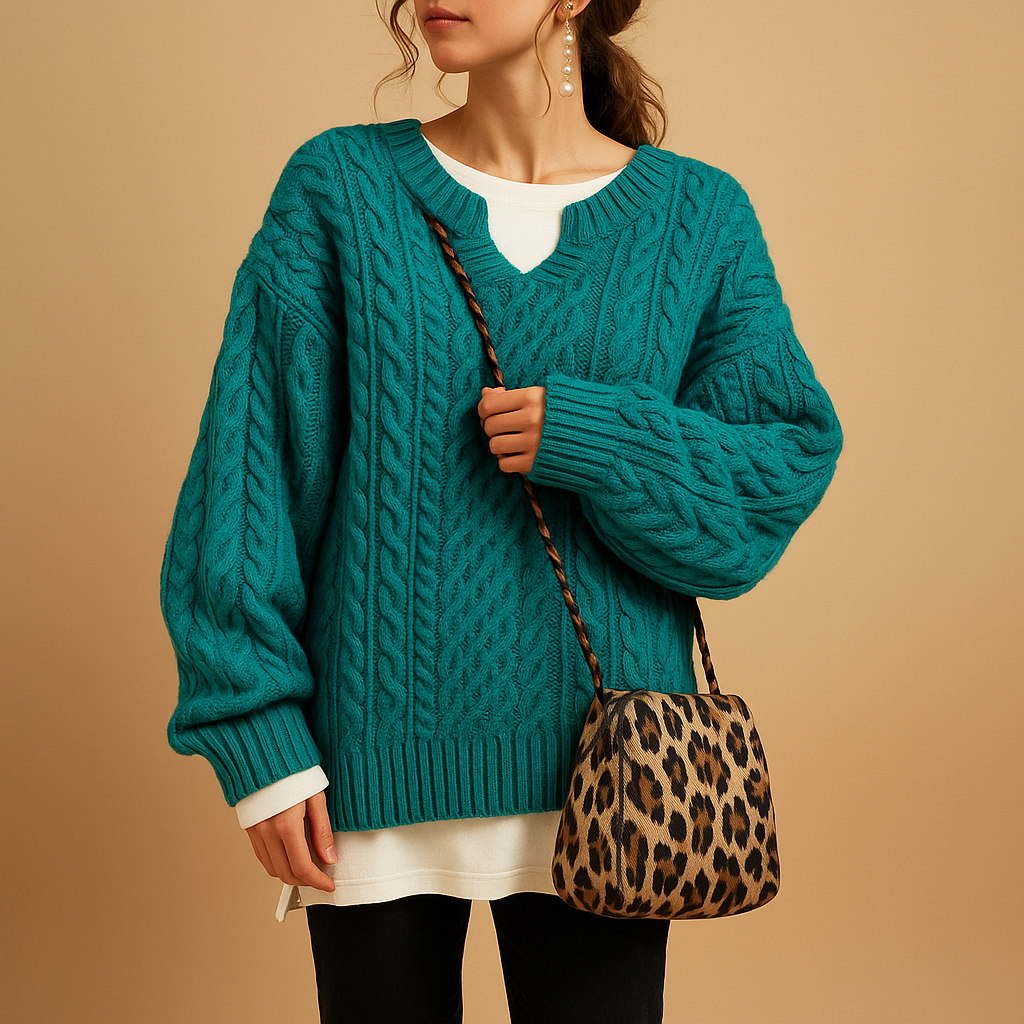 Women's breathable V-neck knitted sweater made from soft cotton, perfect for casual wear, office outfits, or cozy weekend looks.