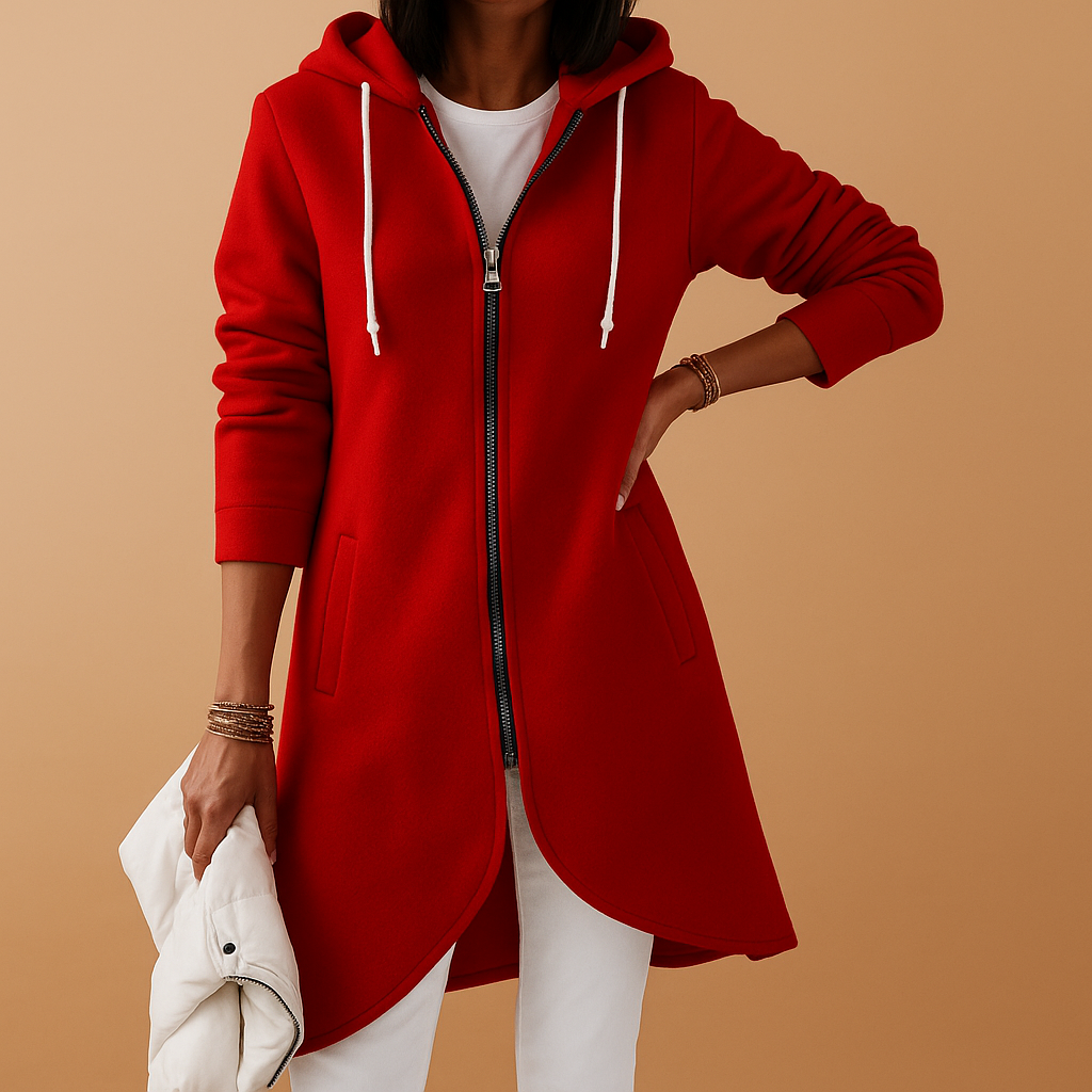 Women's knitted zip-up cardigan with a flattering fit and soft texture, ideal for layering, casual outings, and versatile everyday wear.