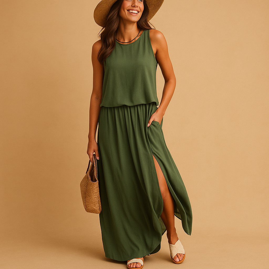 Casual short sleeve summer dress for women with a loose fit and breathable fabric. Perfect for everyday wear, casual outings, or chic summer occasions.