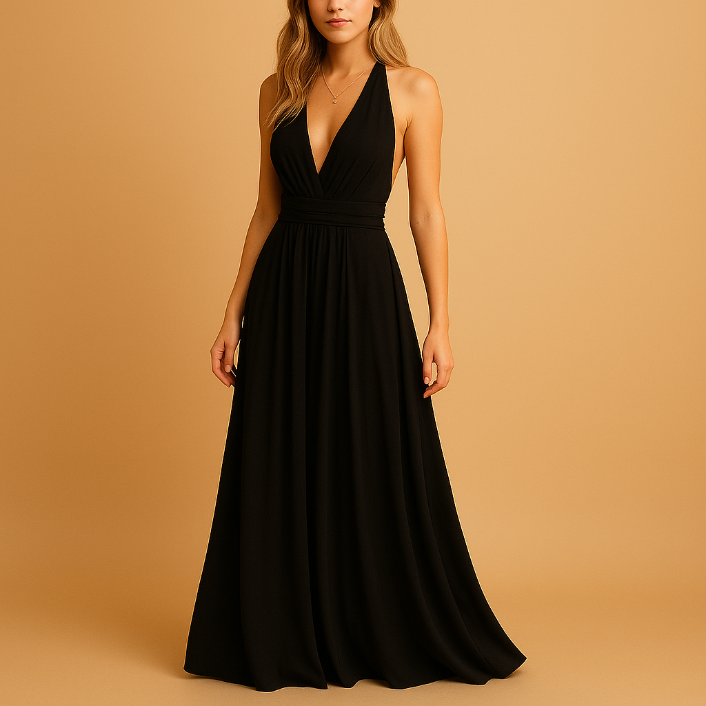 Elegant adjustable dress for women with a flattering fit and soft fabric, ideal for weddings, evening events, and special occasions.