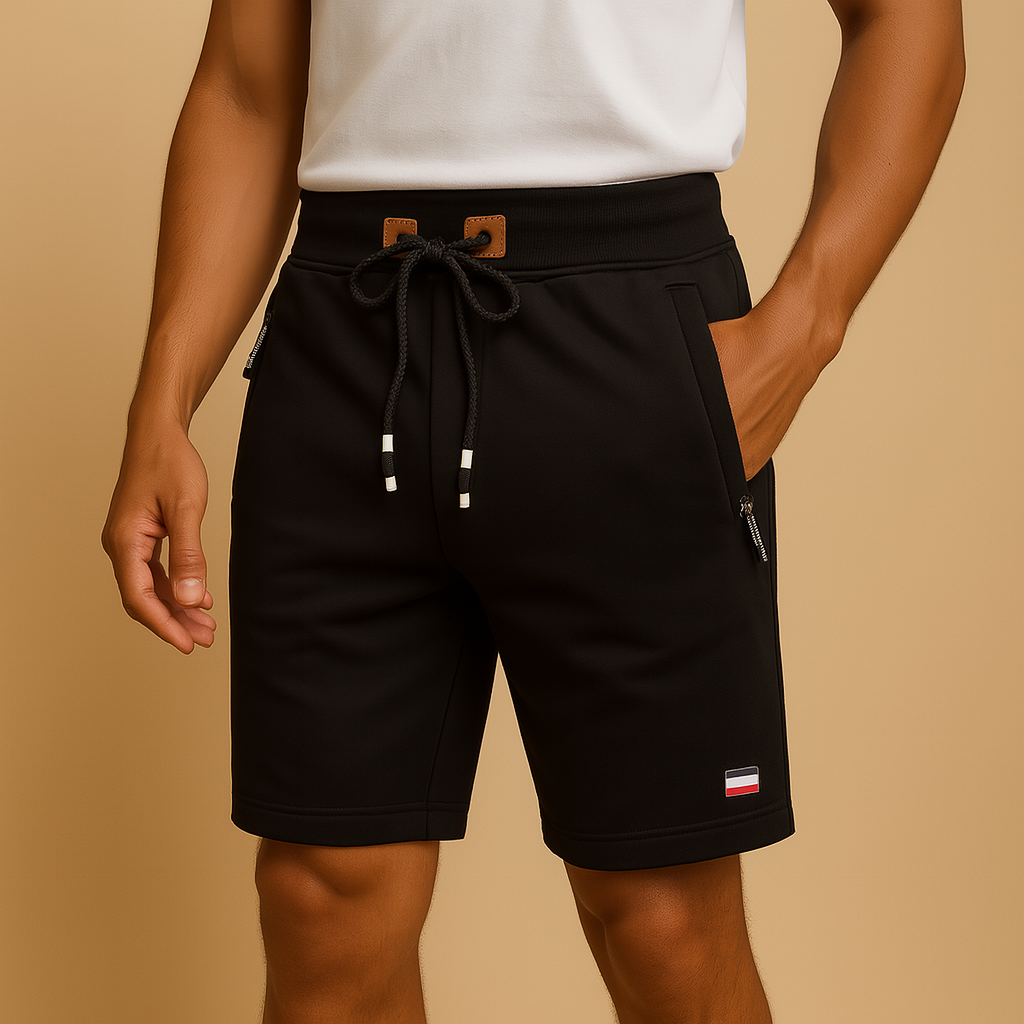 Men’s breathable sports shorts with elastic waistband, multiple pockets, and lightweight design, perfect for daily wear, travel, and outdoor activities.