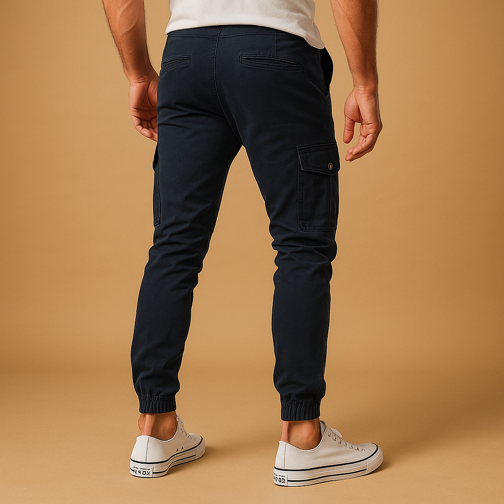 Men’s cargo pants with straight-leg fit, durable lightweight fabric, and multiple Velcro pockets, perfect for casual wear and outdoor activities.