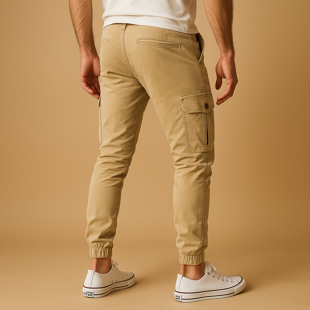 Men’s cargo pants with straight-leg fit, durable lightweight fabric, and multiple Velcro pockets, perfect for casual wear and outdoor activities.