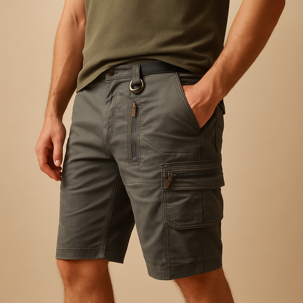 Men’s casual cargo shorts with relaxed fit, multiple pockets, and durable fabric, perfect for outdoor activities, travel, and casual daily wear.