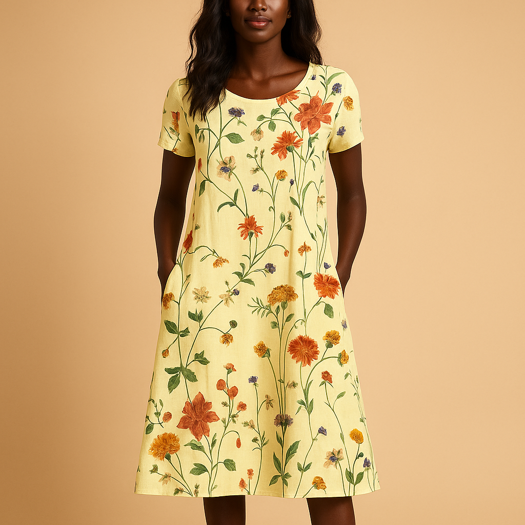 Casual floral dress for women with refined accents and flattering fit, perfect for daily wear, work, and elegant casual looks.