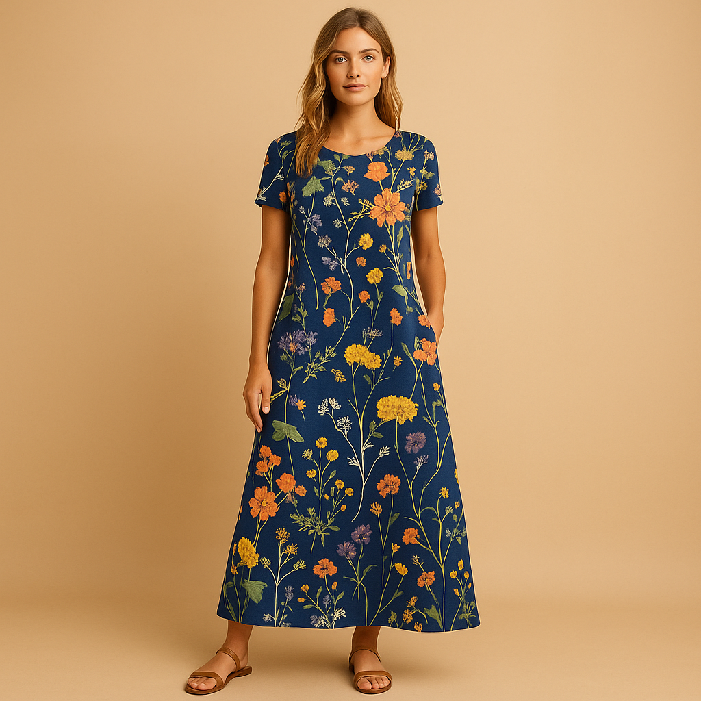 Casual floral dress for women with refined accents and flattering fit, perfect for daily wear, work, and elegant casual looks.
