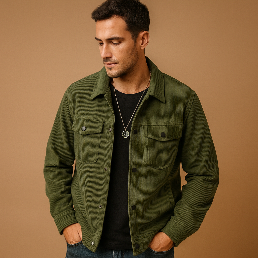 Men’s classic corduroy jacket with relaxed fit and timeless design, perfect for everyday wear and casual occasions across all seasons.