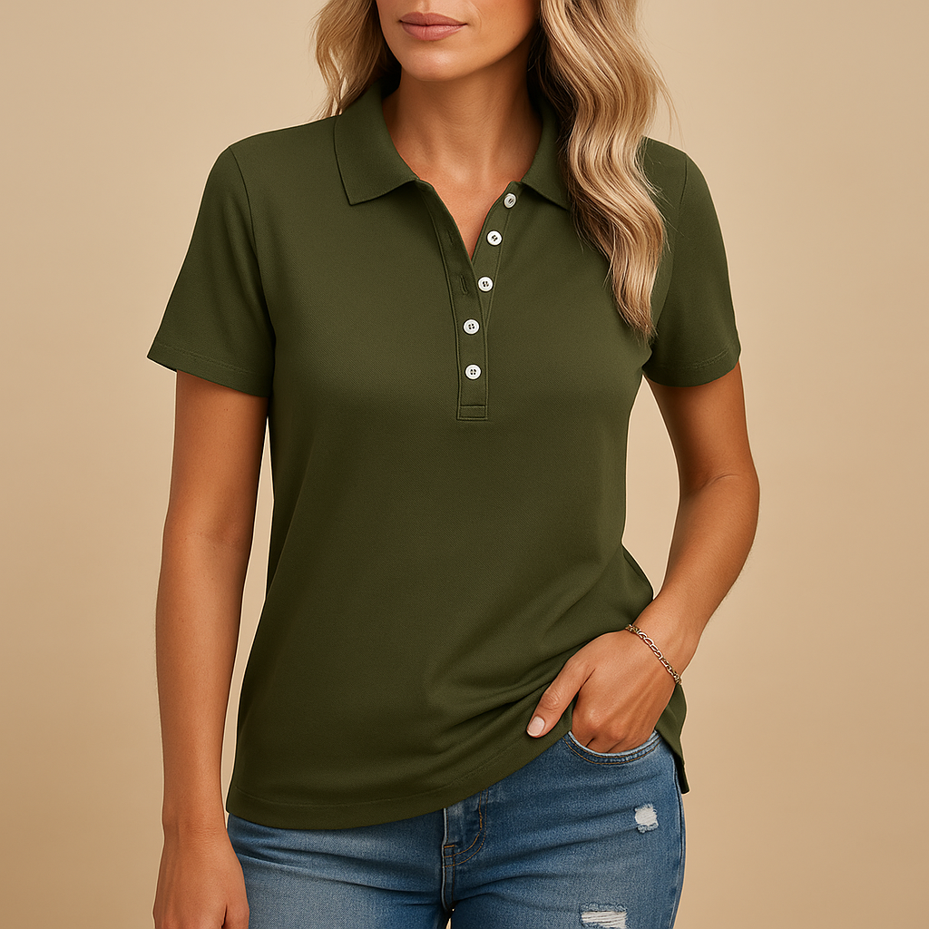 Women’s classic fitted polo shirt with a modern design, perfect for daily wear, office outfits, or casual outings in any season.