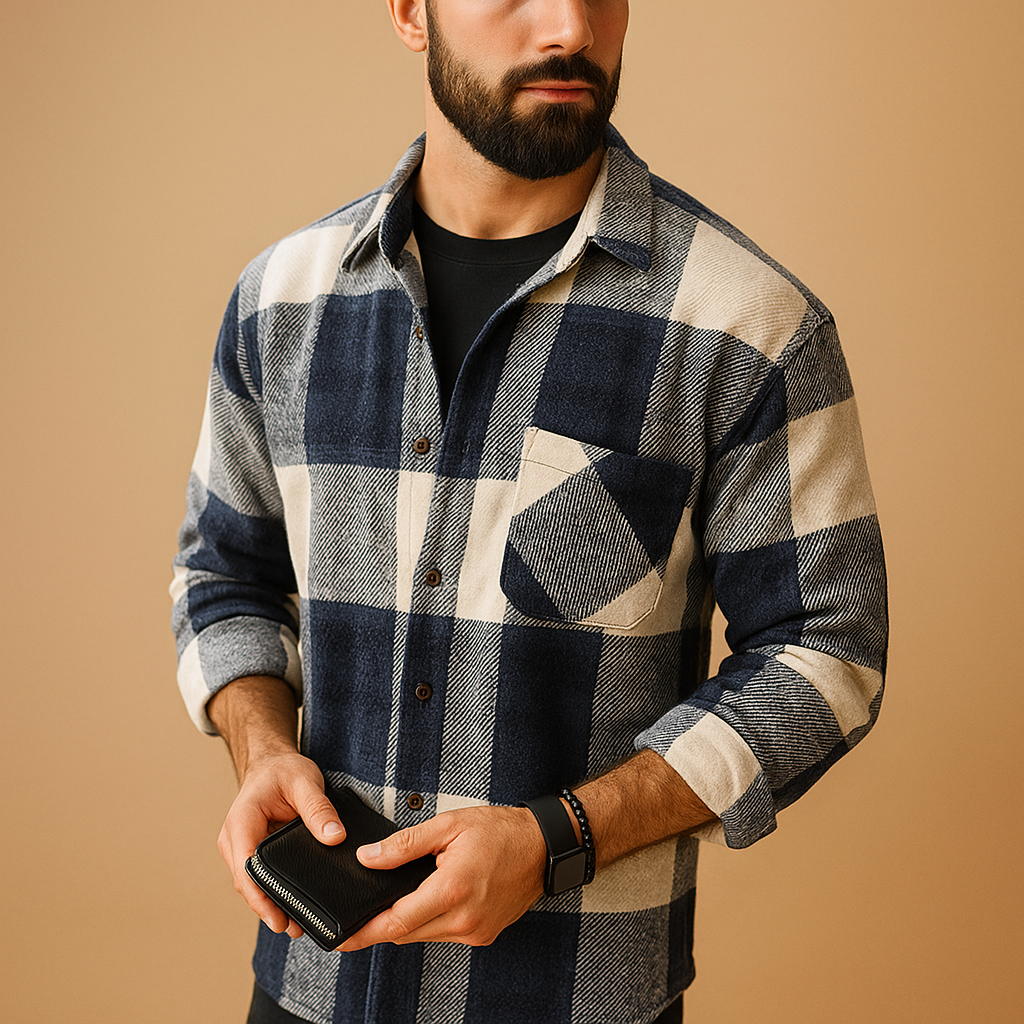 Men’s classic long sleeve shirt with solid-color design, breathable fabric, and comfortable fit, ideal for work, casual outings, and formal occasions.