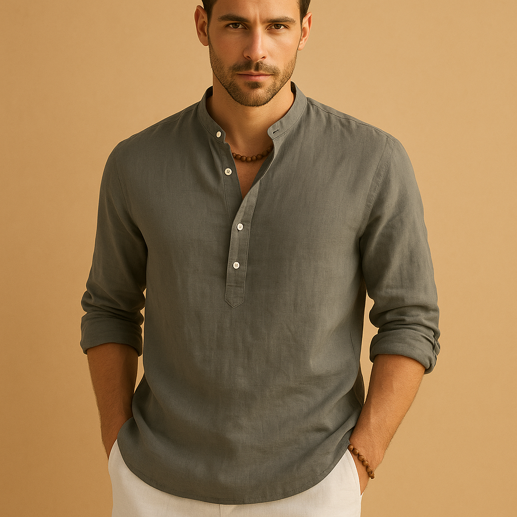 Men’s classic white dress shirt with breathable fabric and versatile fit, available in multiple colors. Perfect for both formal and casual outfits.