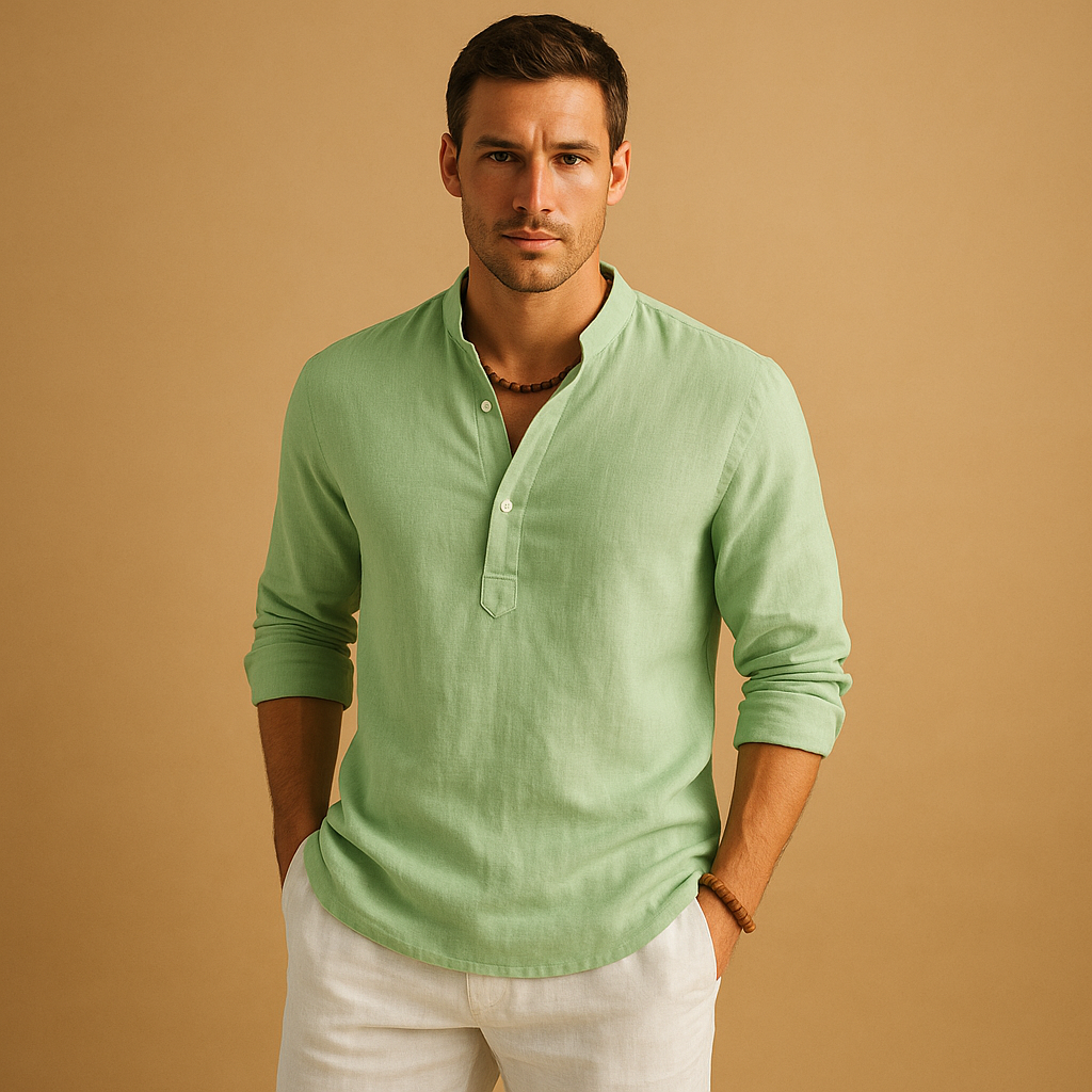 Men’s classic white dress shirt with breathable fabric and versatile fit, available in multiple colors. Perfect for both formal and casual outfits.