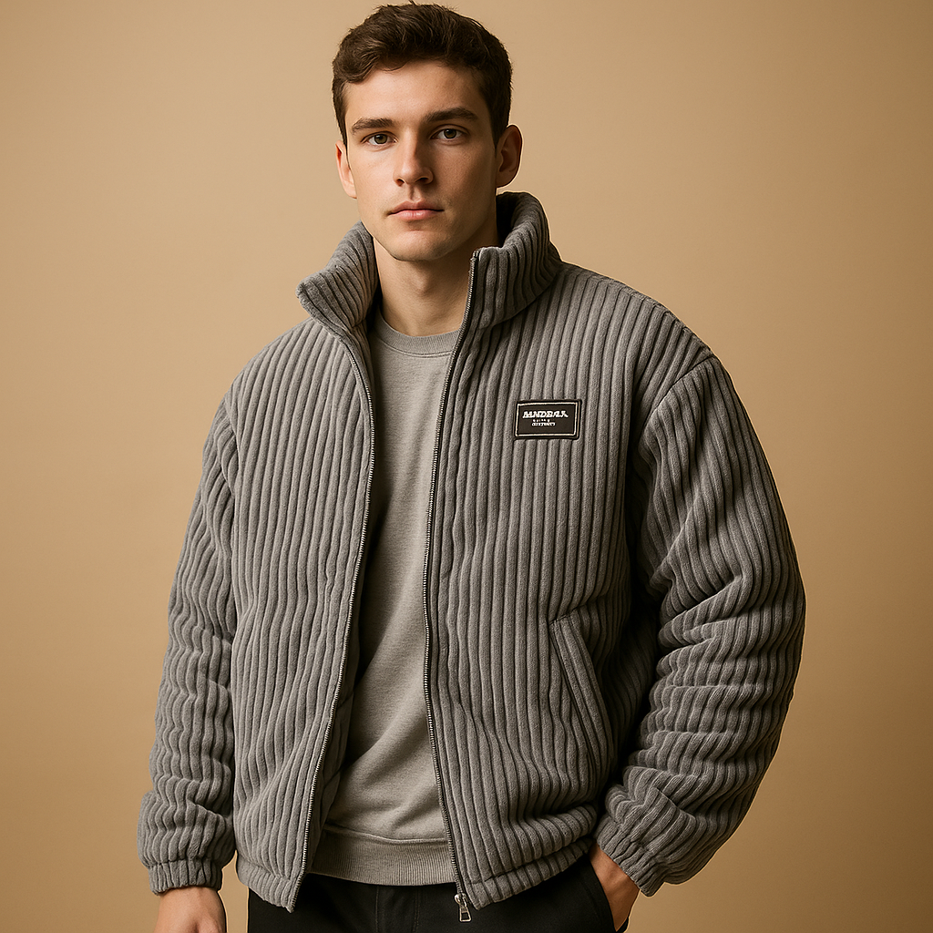 Men’s corduroy jacket made from 12-layer soft corduroy with cotton lining, durable shape- and color-retaining design, ideal for cold days.