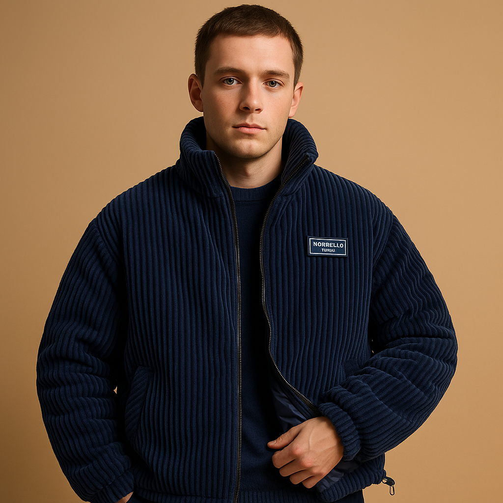 Men’s corduroy jacket made from 12-layer soft corduroy with cotton lining, durable shape- and color-retaining design, ideal for cold days.
