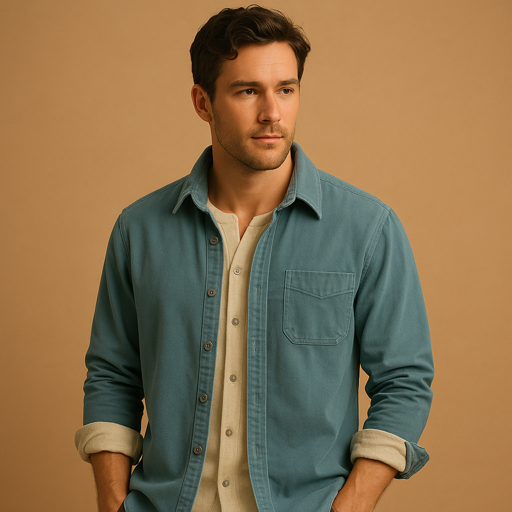 Men’s corduroy shirt with soft ribbed fabric and comfortable fit, offering a vintage look with modern versatility.