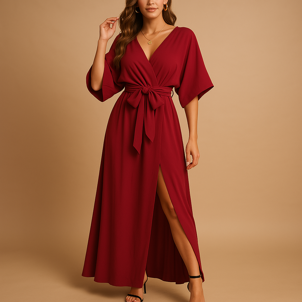 Elegant deep V-neck dress for women, perfect for casual wear, evening events, and festive occasions.