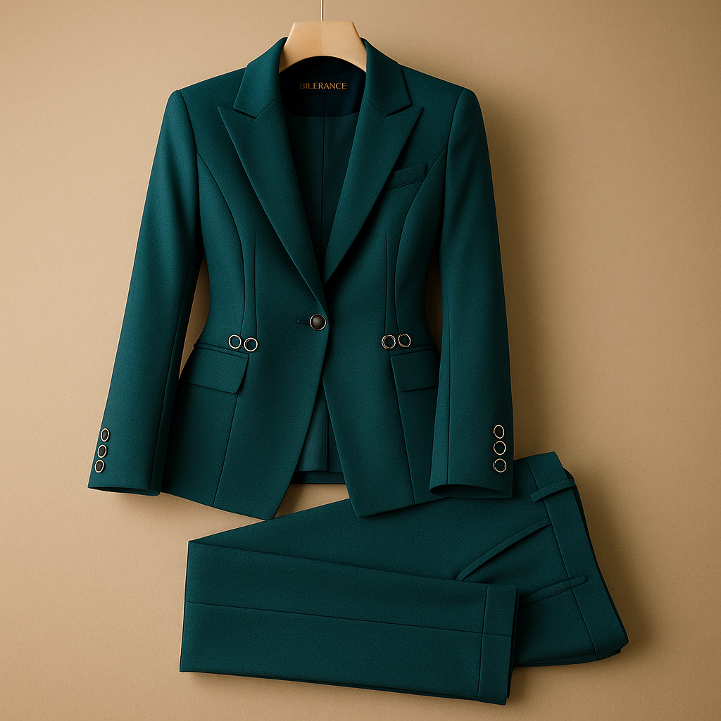 Elegant women’s blazer and trouser set with tailored fit, versatile design, and timeless style. Perfect for office, business meetings, or semi-formal events.