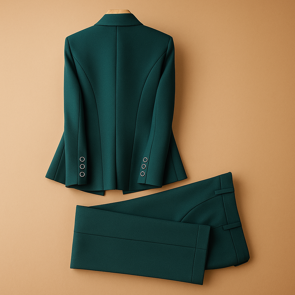 Elegant women’s blazer and trouser set with tailored fit, versatile design, and timeless style. Perfect for office, business meetings, or semi-formal events.