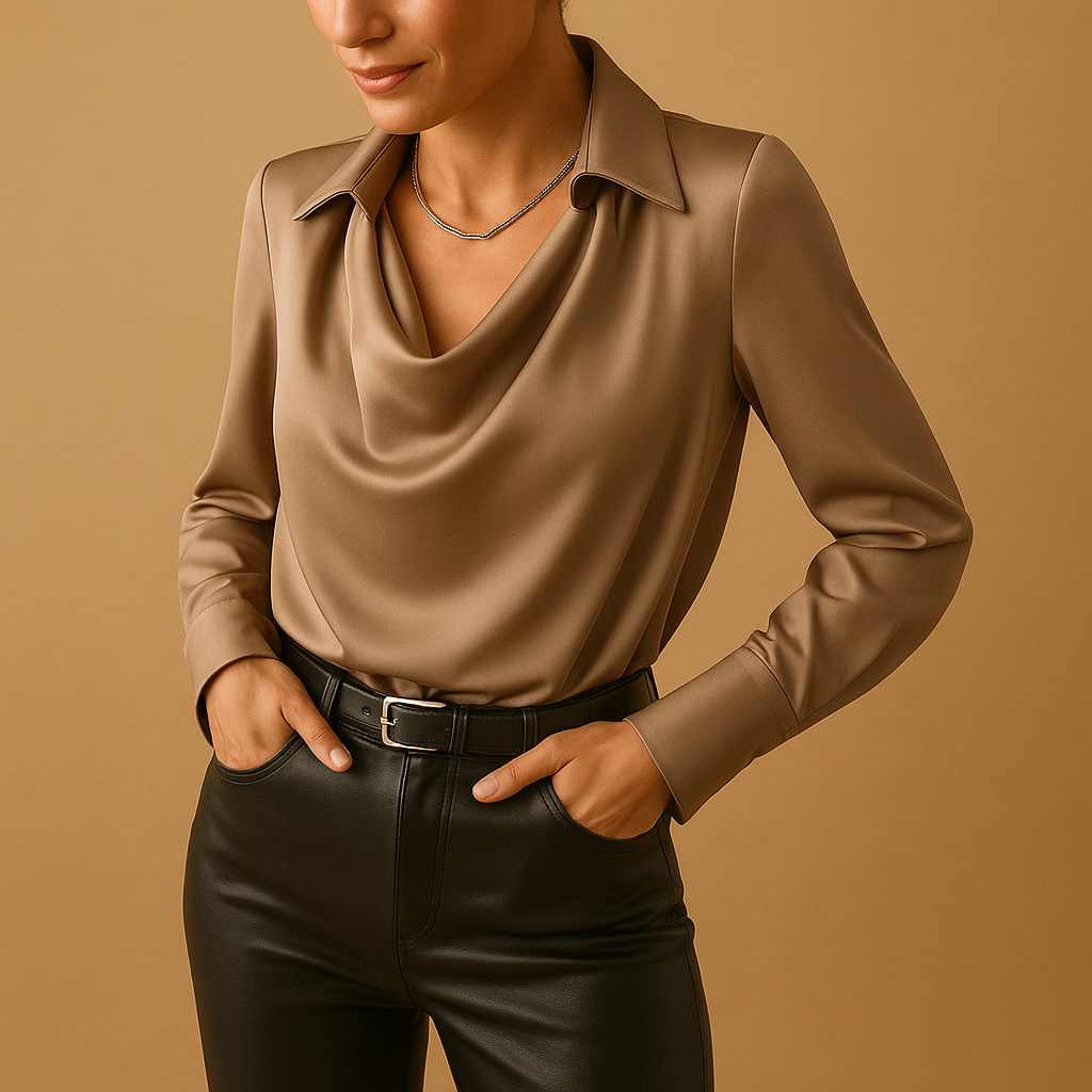 Women’s elegant long-sleeve blouse with a tailored fit and breathable design, perfect for work, casual wear, or formal occasions.