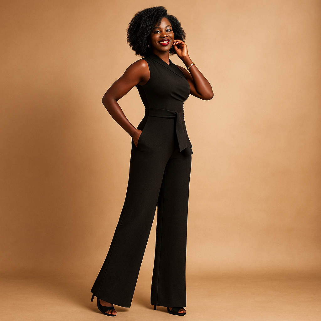 Elegant one-shoulder jumpsuit for women with wide legs and modern design, perfect for summer days, cocktail parties, or evening events.
