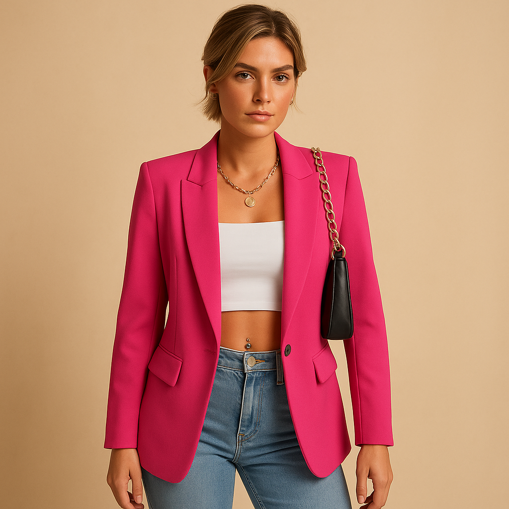 Women’s elegant tailored blazer with a flattering fitted cut, ideal for office outfits, formal occasions, or stylish casual looks.