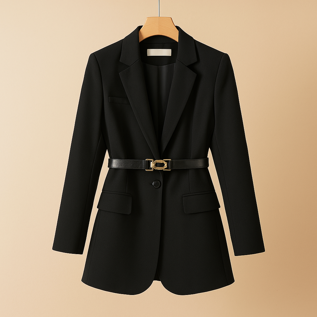 Women’s elegant tailored blazer with a fitted silhouette in classic colours, ideal for work, business occasions, or evening outfits.