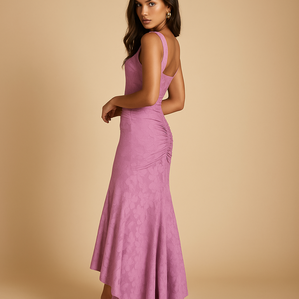 Women’s floral midi dress with breathable fabric and flowing fit, perfect for spring and summer brunches, garden parties, and casual outings.