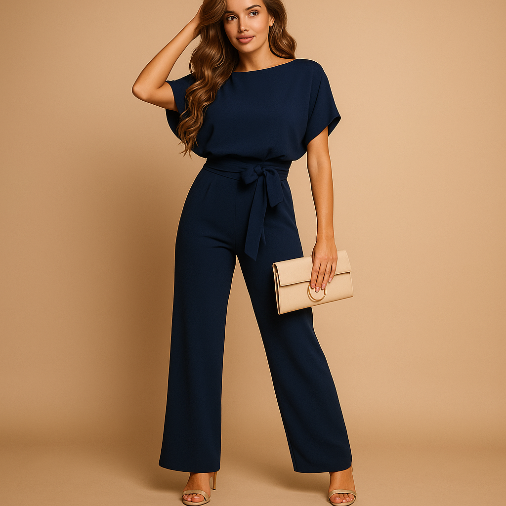Glamorous glitter halter jumpsuit for women with open back and flared legs, perfect for parties, galas, and festive occasions.