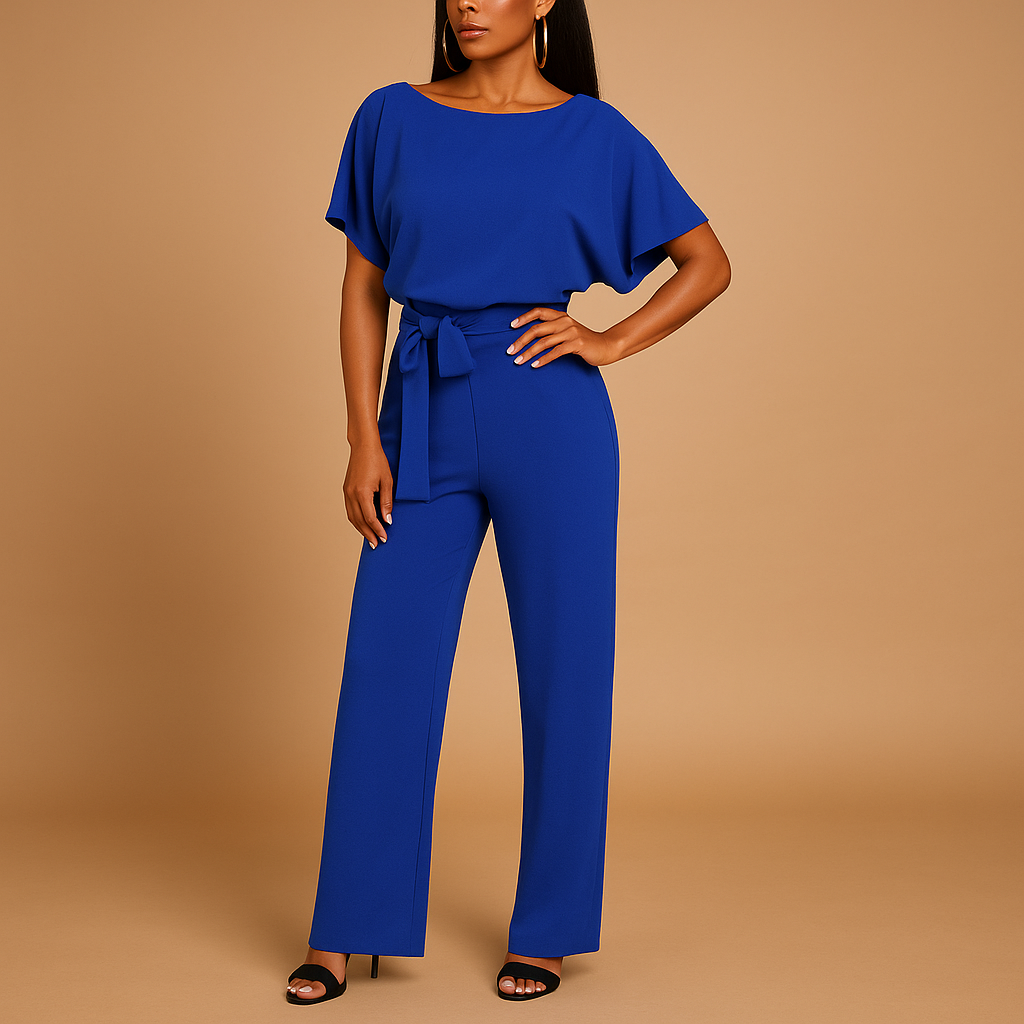 Glamorous glitter halter jumpsuit for women with open back and flared legs, perfect for parties, galas, and festive occasions.