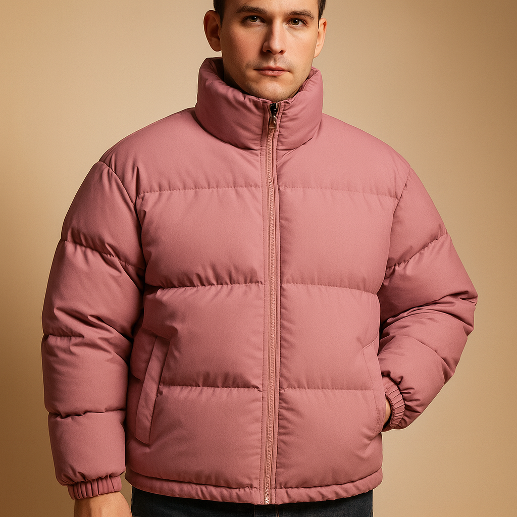 Men’s insulated winter coat with high collar, premium warmth, and sleek design. Ideal for cold days, daily wear, and stylish evenings.