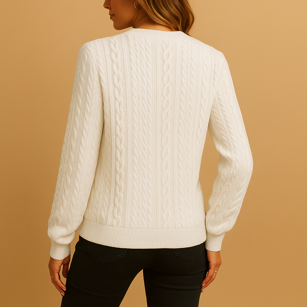 Women’s knitted casual sweater with relaxed fit, breathable fabric, and classic round neck. Ideal for spring, autumn, and winter layered outfits.