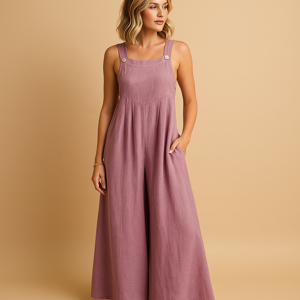 Women’s light cotton overall with adjustable straps in multiple colours, perfect for summer outings, shopping trips, and relaxed days at home.
