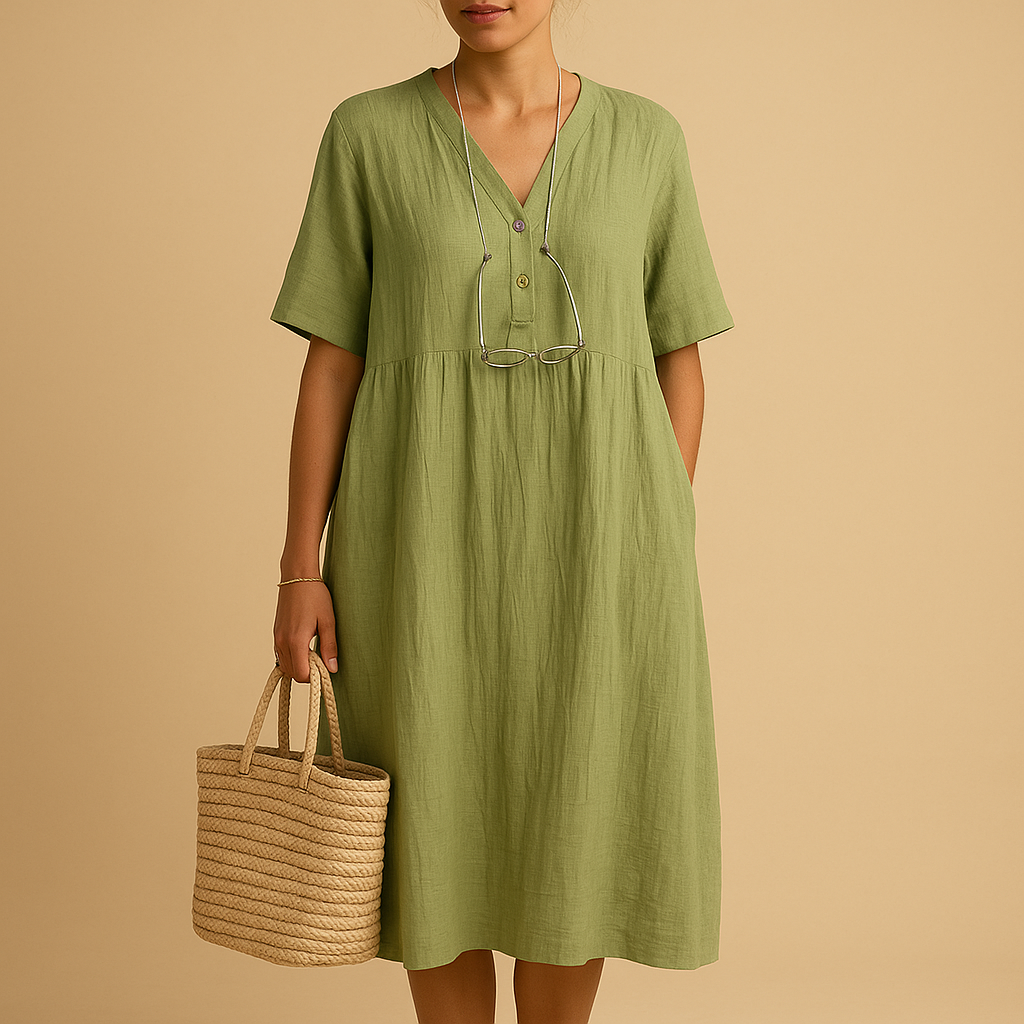 Women’s light summer dress with a loose, breathable fit in soft fabric. Perfect for casual outings, beach days, and festive summer occasions.