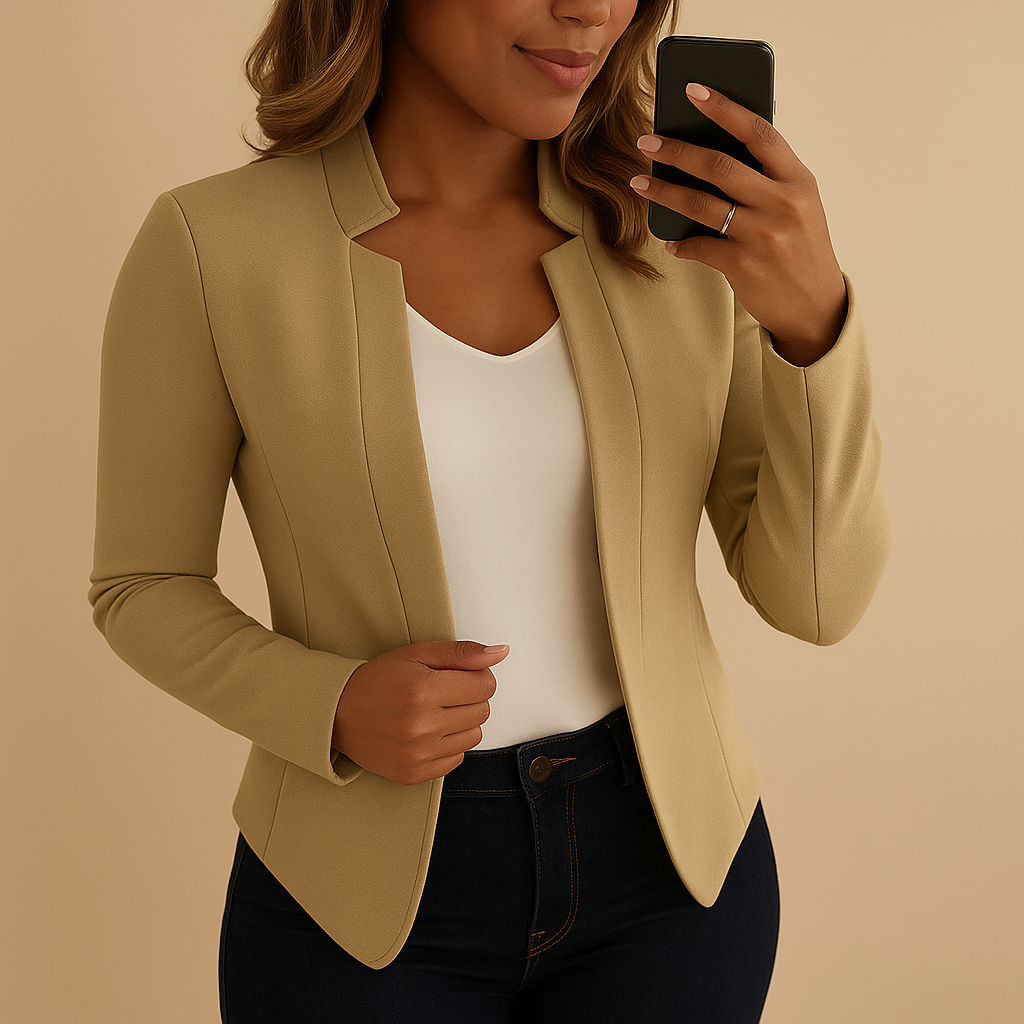 Women’s lightweight blazer with lapel collar and regular fit, ideal for spring and summer business or casual outfits.