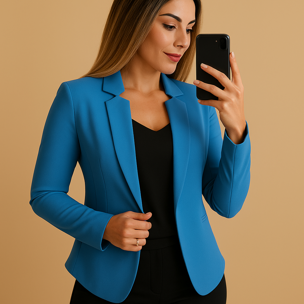 Women’s lightweight blazer with lapel collar and regular fit, ideal for spring and summer business or casual outfits.