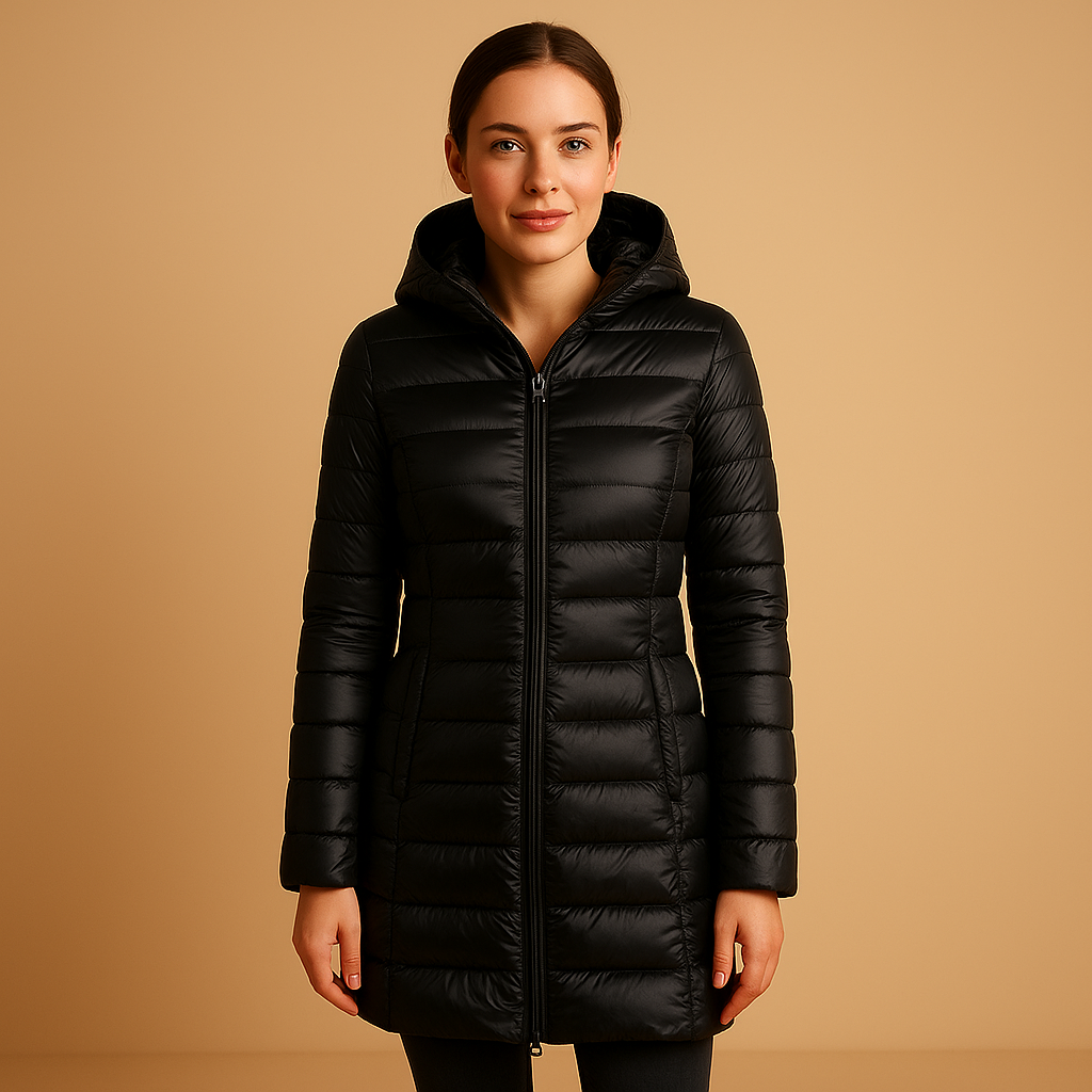 Lightweight quilted jacket for women with modern design and soft padding, ideal for winter and transitional seasons.