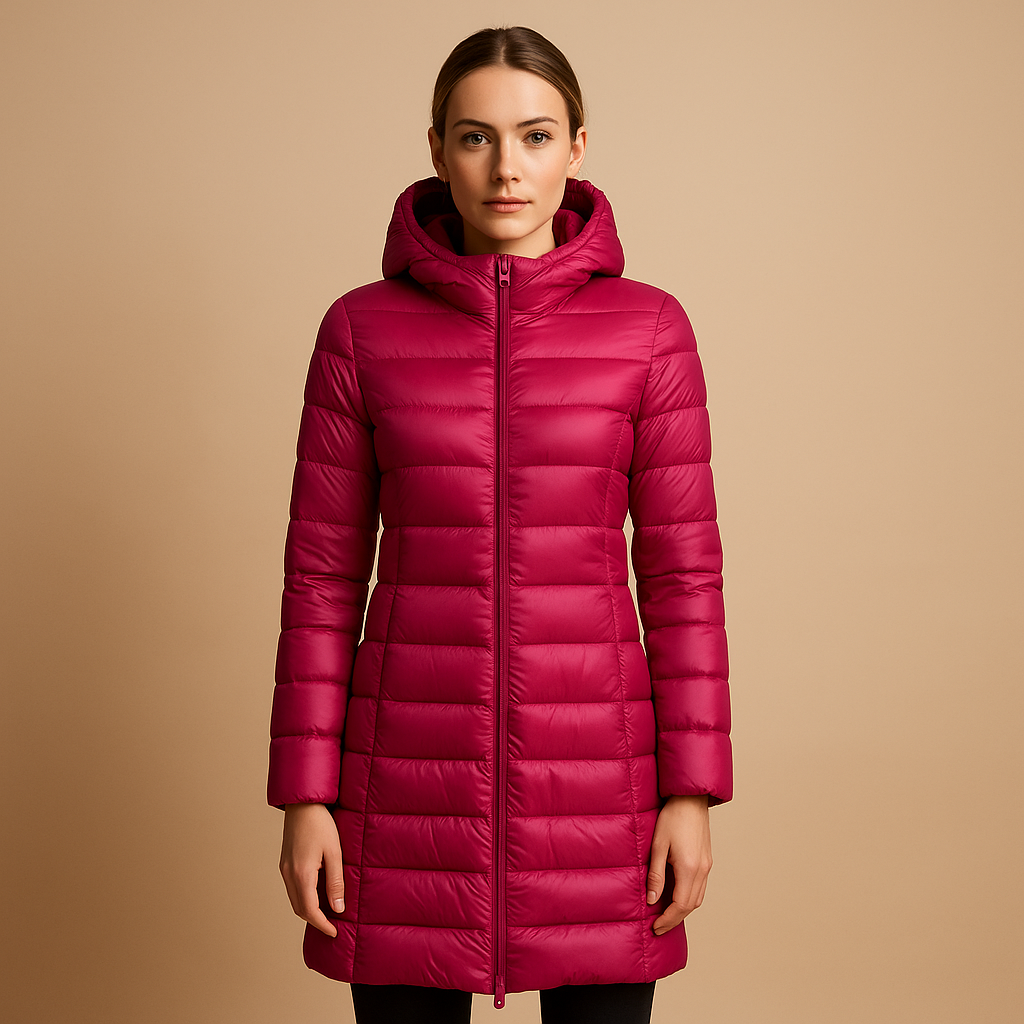 Lightweight quilted jacket for women with modern design and soft padding, ideal for winter and transitional seasons.