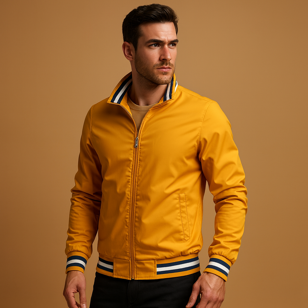 Men’s lightweight summer jacket with breathable fabric, practical zipper, and timeless design, perfect for casual or formal wear.