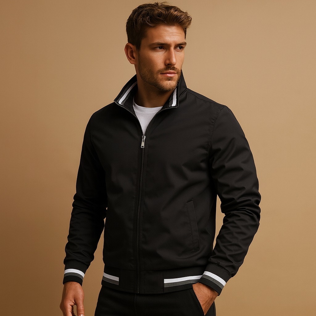 Men’s lightweight summer jacket with breathable fabric, practical zipper, and timeless design, perfect for casual or formal wear.