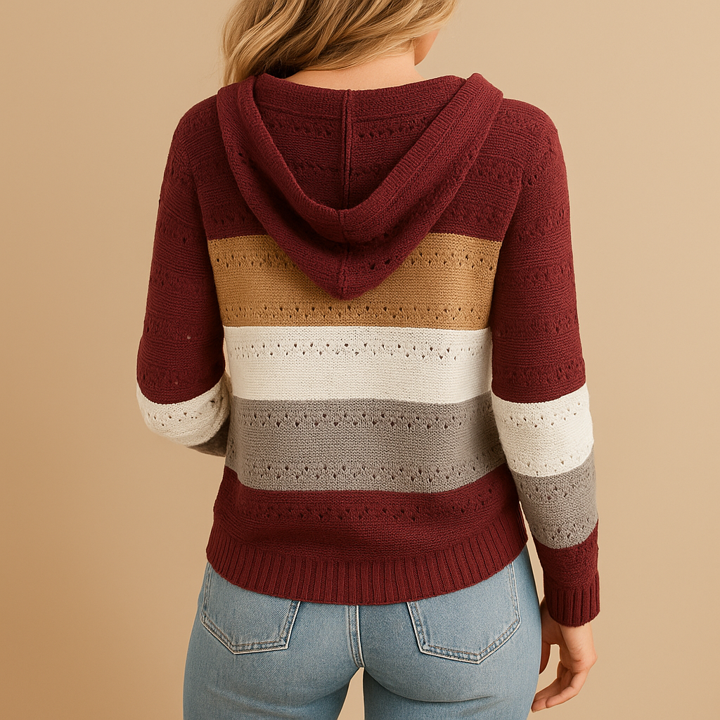 Women’s lightweight V-neck knitted sweater with breathable fabric and open-knit detail, relaxed fit, ideal for layering in spring, summer, or autumn.