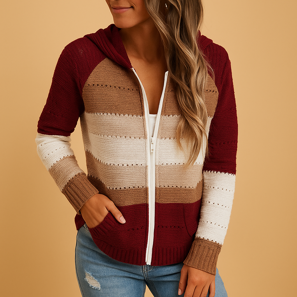 Women’s lightweight V-neck knitted sweater with breathable fabric and open-knit detail, relaxed fit, ideal for layering in spring, summer, or autumn.