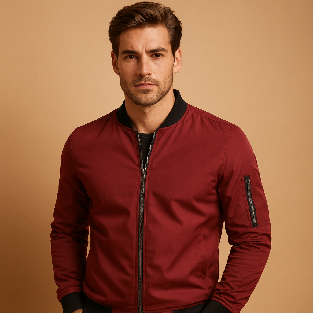 Men’s lightweight bomber jacket with zipper, comfortable and stylish, perfect for casual wear in any season.