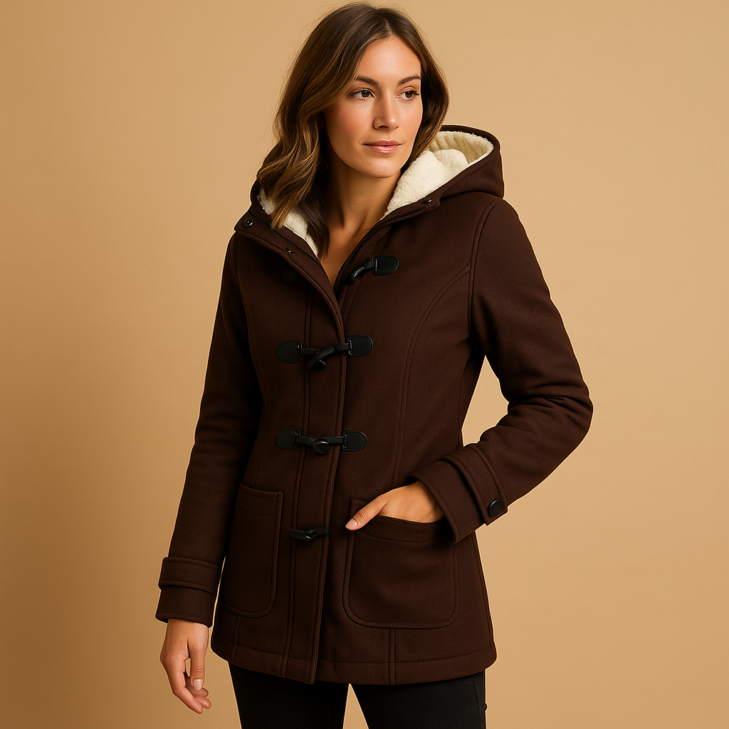 Long hooded winter coat for women featuring a modern fit, wind-resistant design, and elegant silhouette—ideal for cold-weather protection and style.