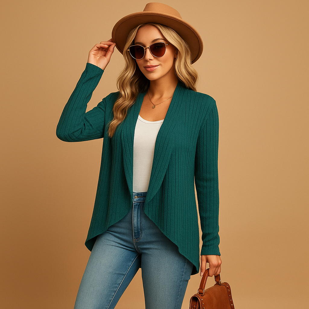 Long knit cardigan for women with relaxed fit, solid colors, and soft knitted texture. Perfect for layering in autumn, spring, or casual daily wear.