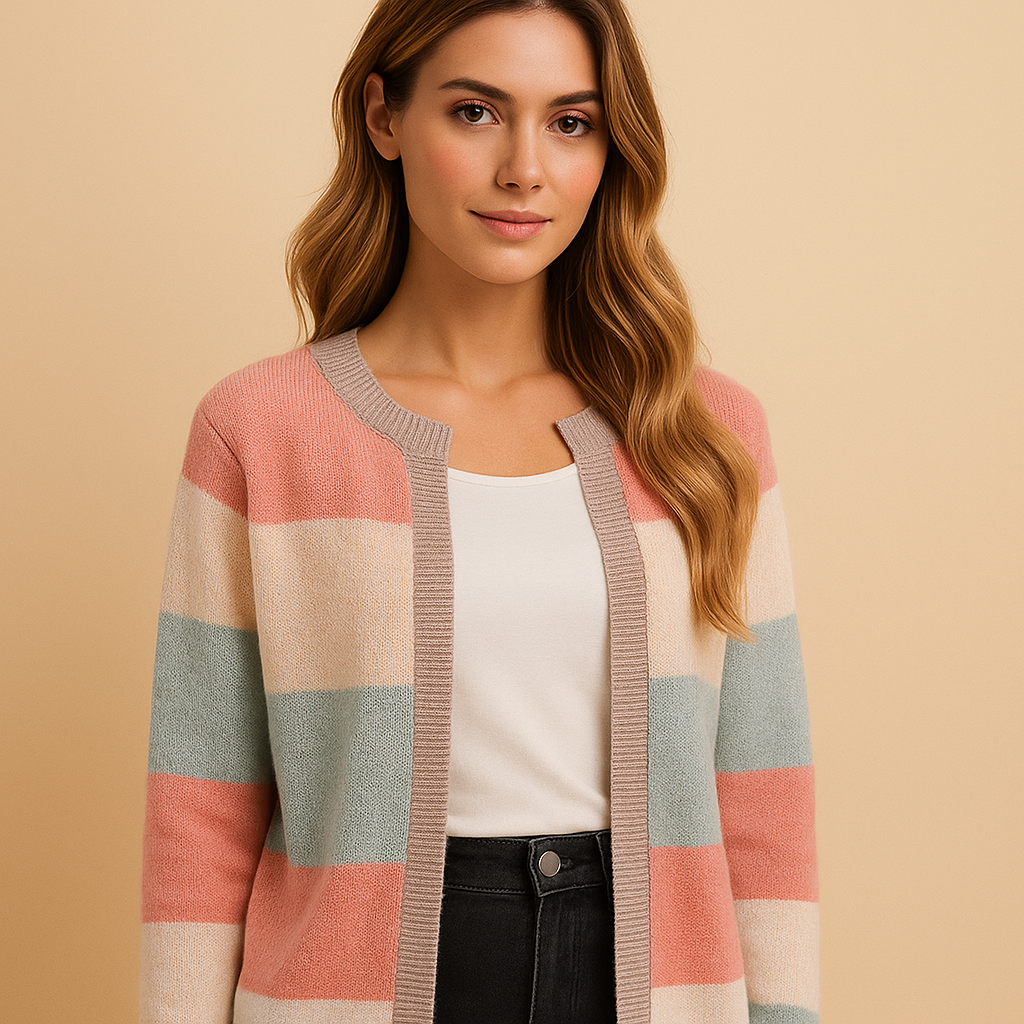 Elegant long open cardigan for women with a timeless cut, perfect for layering at work, casual outfits, or relaxed evenings at home.