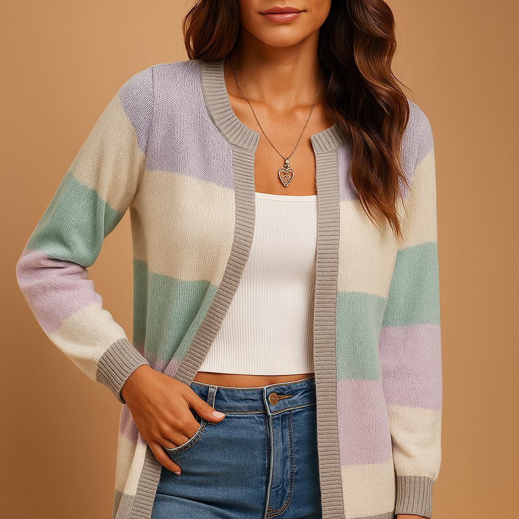 Elegant long open cardigan for women with a timeless cut, perfect for layering at work, casual outfits, or relaxed evenings at home.