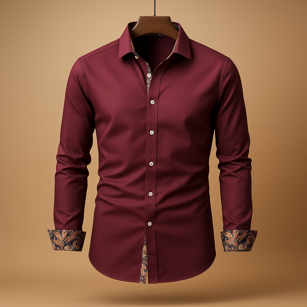 Men’s long sleeve dress shirt with refined fit and timeless design, available in multiple colors. Perfect for formal events, evening wear, and casual outfits.