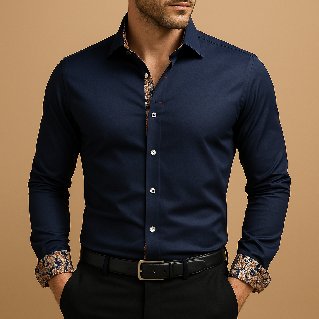 Men’s long sleeve dress shirt with refined fit and timeless design, available in multiple colors. Perfect for formal events, evening wear, and casual outfits.