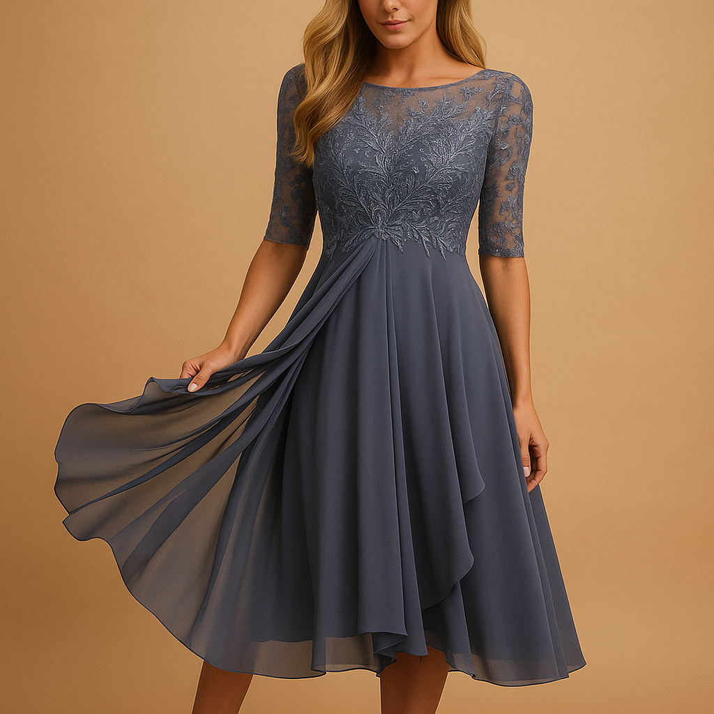 Women’s long summer dress with short sleeves and flowing maxi length, made from breathable fabric for vacations, beach days, and casual outings.