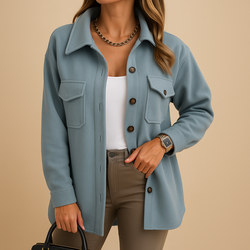 Elegant long tailored winter coat for women with refined silhouette and structured design, perfect for formal or casual layered outfits.